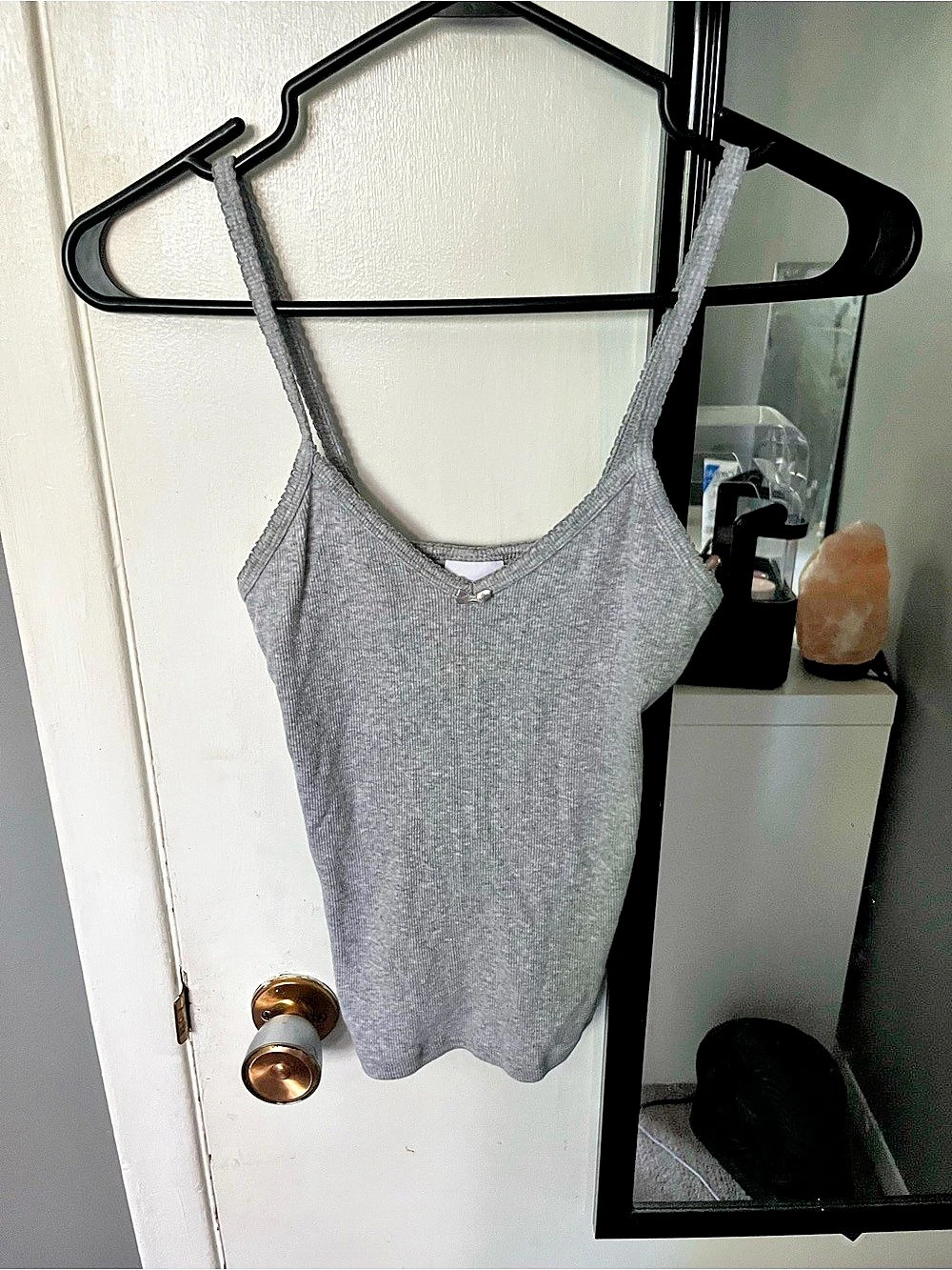 TNA Homestretch Lace V Neck Cami Tank XS Heather Chrome